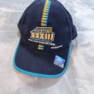 Vintage Logo Athletic Super Bowl XXXIII 1999 Miami Hat Navy Teal NFL Strapback